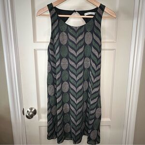 Vintage Alice + Olivia Leaf and Circle Print Sleeveless Mini Shift Dress - XS